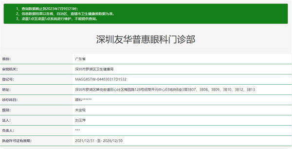 深圳友华普惠眼科门诊部是正规医院吗？