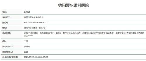 德阳爱尔眼科医院地址电话营业时间
